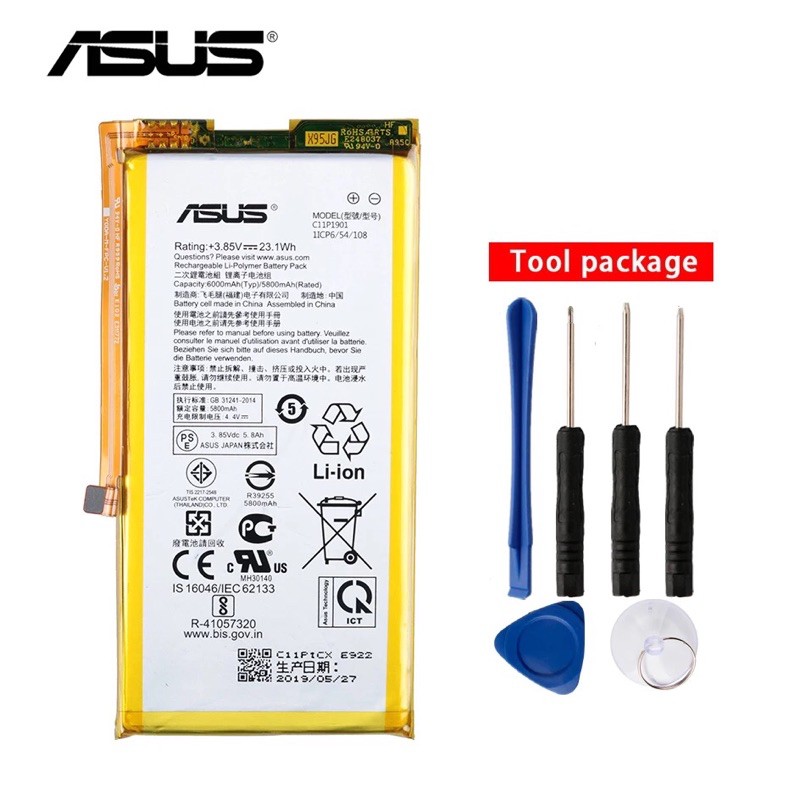 แบตเตอรี่ ASUS  C11P1901 ZS660KL I001DB แบตเตอรี่สำหรับ ASUS ROG 2 เกมโทรศัพท์ 6000mAh