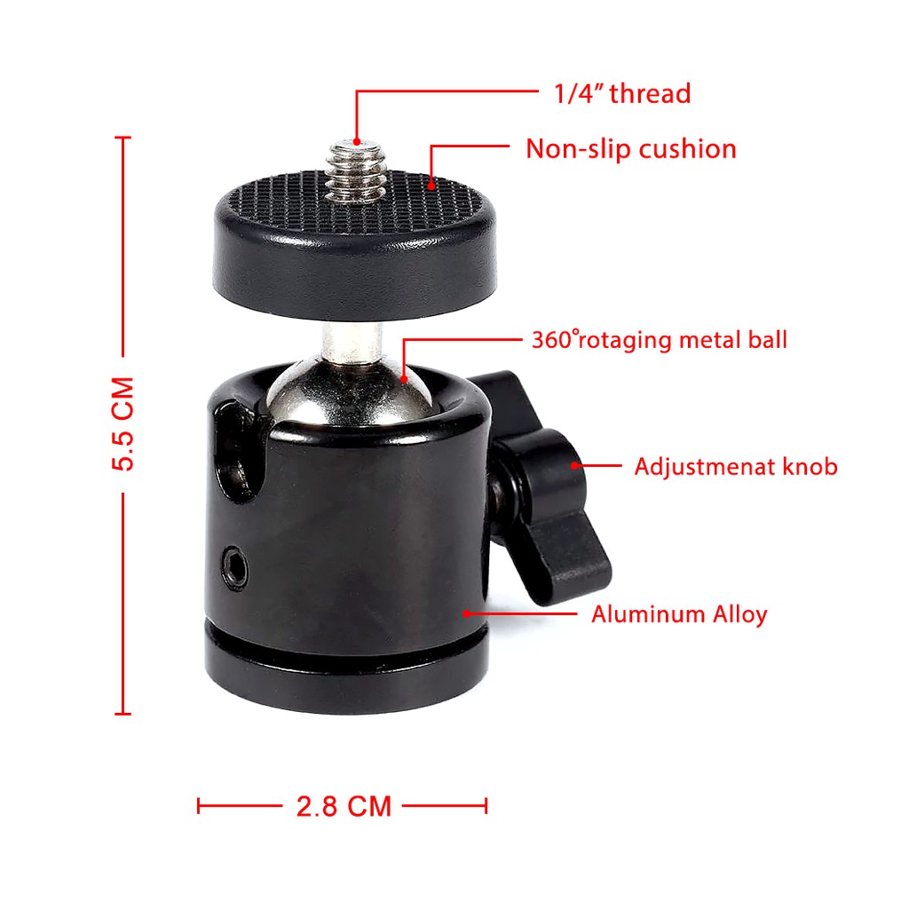 อะแดปเตอร์ขาตั้งกล้องหัวบอลขนาดใหญ่ Screw 1/4 , 3/8 inch Camera Tripod Mini Ball Head Hot Shoe Adapter Accessory ราคา ถูกที่สุด ดีลบีเคเค แกลเลอรีภาพที่ 2
