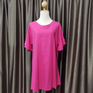 เดรสสีชมพู​ทรงโอเวอร์​ไซส์​ ไซส์​ XL แบรนด์​ Brand Market (มือสอง)