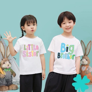 เสื้อยืด คอกลม พิมพ์ลาย Big Brother Little Brother Sibling สีขาว แบบเรียบง่าย แฟชั่นสําหรับเด็ก