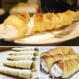 [Gong]12 ชิ้น กรวยหลอดครัวซองต์ กรวยแตรเกลียวเหล็กม้วนครีมขนมปังแม่พิมพ์