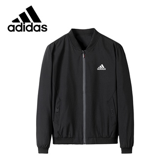 Adidas เสื้อแจ็กเก็ตบอมเบอร์ คอกลม ทรงหลวม กันน้ํา กันลม ขนาดใหญ่ 100 กก.