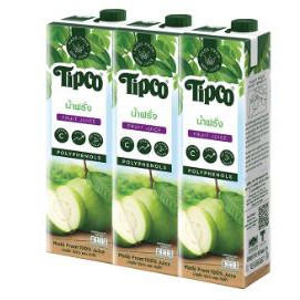 ส่งฟรี  ทิปโก้ น้ำฝรั่ง100% ขนาด 1000ml ยกแพ็ค 3กล่อง 1ลิตร 1L TIPCO GUAVA JUICE     ฟรีปลายทาง