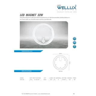 WELLUX แผงไฟแม่เหล็ก 32W 3640ลูเมน ทดแทนหลอดนีออนกลม แสงขาว LED CIRCLE MODULE [MAG-32D]