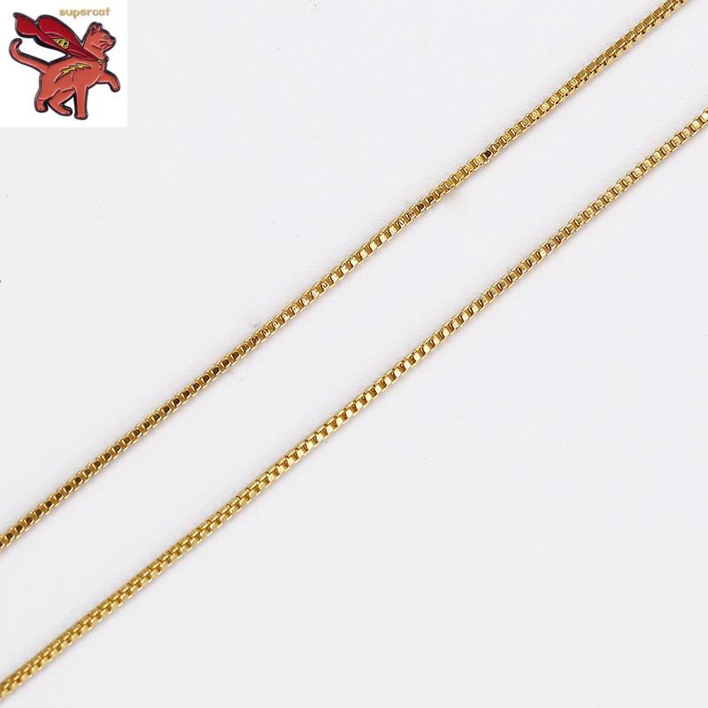 สร้อยคอทองคําสีเหลือง 18K สําหรับผู้หญิง Box Link Chain รูปที่ 6