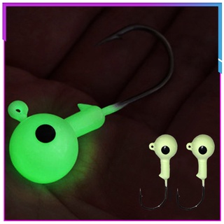 【NYA】10 PCS 【2.5g/3.5g/5g/7g/10g/14g 】เบ็ดตกปลาเรืองแสง Luminous Assist Lead Jig Hook Barbed High Carbon Steel Soft Lure Hook ตะขอจิ๊ก