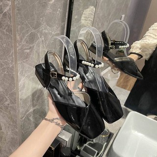 🔥🔥 Late night Breeze Pearl รองเท้าแตะหญิง 2021 ฤดูร้อนใหม่ Gentle Fairy Baotou ส้นหนารองเท้าเดียว INS น้ำรองเท้าผู้หญิ