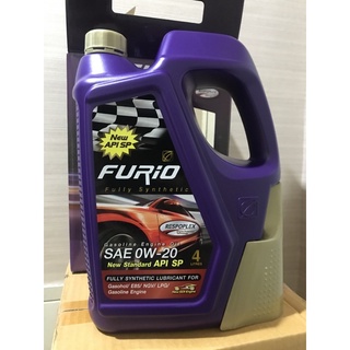 น้ำมันเครื่อง สูตรใหม่ API SP Furio Fully Synthetic สังเคราะห์ 100% 0w-20 สังเคราะห์แท้ 100% เบนซิน ขนาด 4 ลิตร