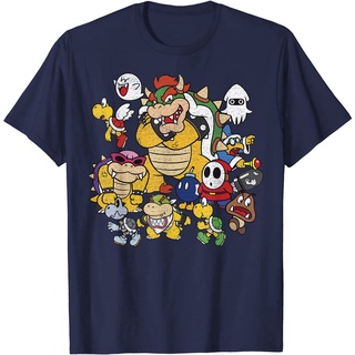 เสื้อยืดผ้าฝ้าย ไอเทมเด็ด!!เสื้อยืด พิมพ์ลายกราฟฟิค Nintendo Super Mario Bowser Enemy Group สําหรับครอบครัว และผู้ใหญ่