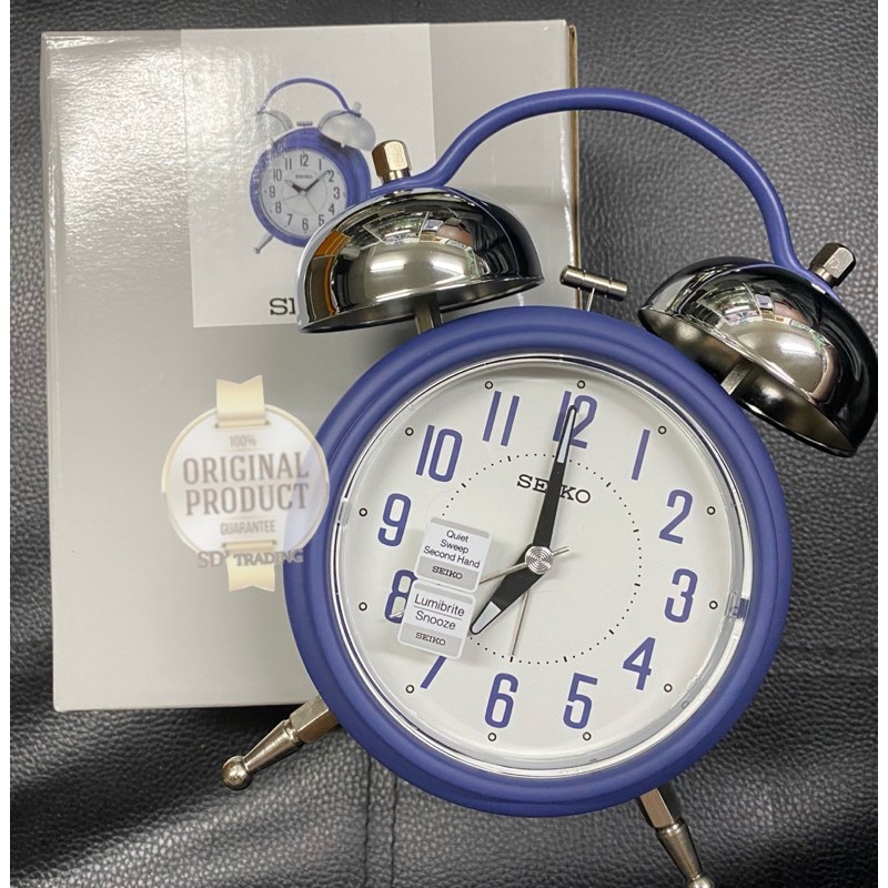 SEIKO นาฬิกาปลุกกระดิ่งคู่ Bell Alarm Clock รุ่น QHK051L สีน้ำเงิน
