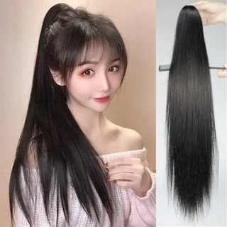 แฮร์พีชหางม้า ผมตรง แบบหนีบ สะดวก ผมสวยใน1นาที ผมนิ่ม ไม่พันกัน เหมือนผมธรรมชาติ ยาว50ซม.