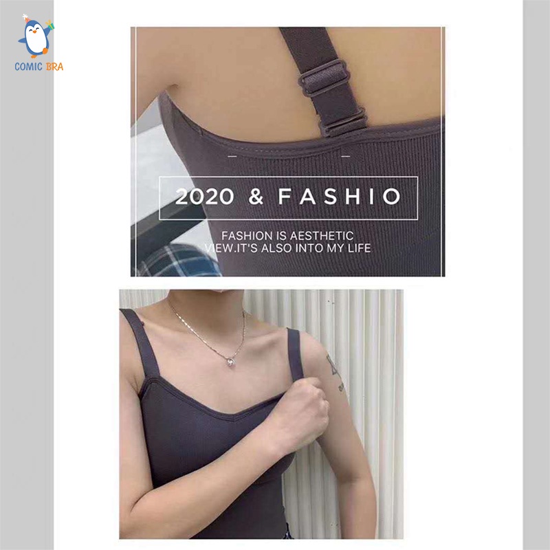 Comicbra สายเดี่ยว ครอปบรา สายใหญ่ เนื้อผ้านิ่ม 32-38 มีฟองน้ำ ใส่ออกกำลังกายได้ ใส่เที่ยวได้ เสื้อผ้าผู้หญิง - รูปที่ 7