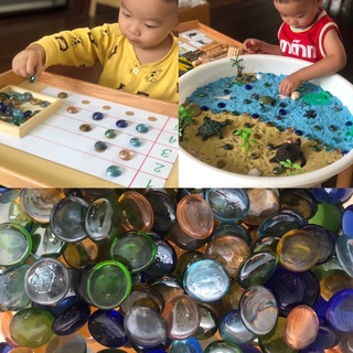 Sensory play หินสี สำหรับกิจกรรมsensory play (พร้อมส่ง)