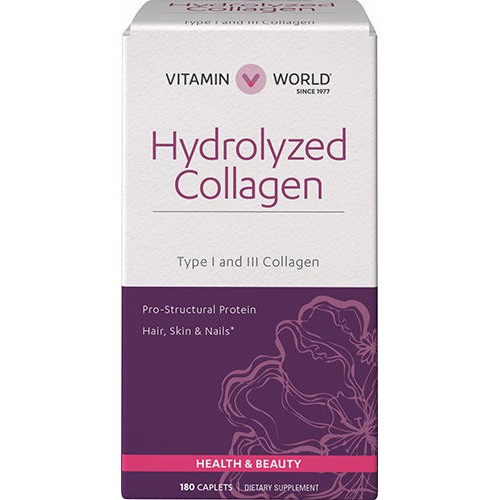 Hydrolyzed Collagen 4000mg 180 Caplets จาก Vitamin World เพื่อผิวสวย EXP 06/22