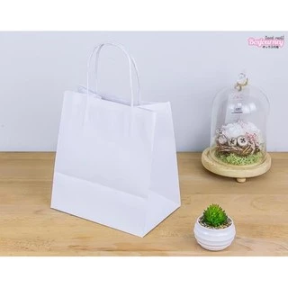 Boxjourney ถุงกระดาษมีหูหิ้ว สีขาว มี 2 ขนาด (50 ใบ/แพ็ค)