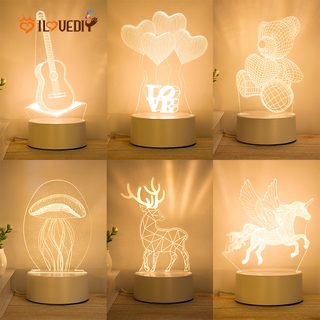 ( Creative 3 D Night Light ) โคมไฟตั้งโต๊ะ ( Usb Powered Led ) สําหรับตกแต่งห้องนอนเด็ก