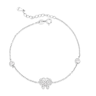 SILVER THAI Butterfly bracelet silver cubic zirconia with round designสร้อยแขนผีเสื้อตรงกลางเป็นเพรชใส่ออกงานดูสวยสวยคะ