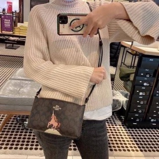 COACH C1654 ZIP TOP CROSSBODY IN SIGNATURE WITH UNICORN