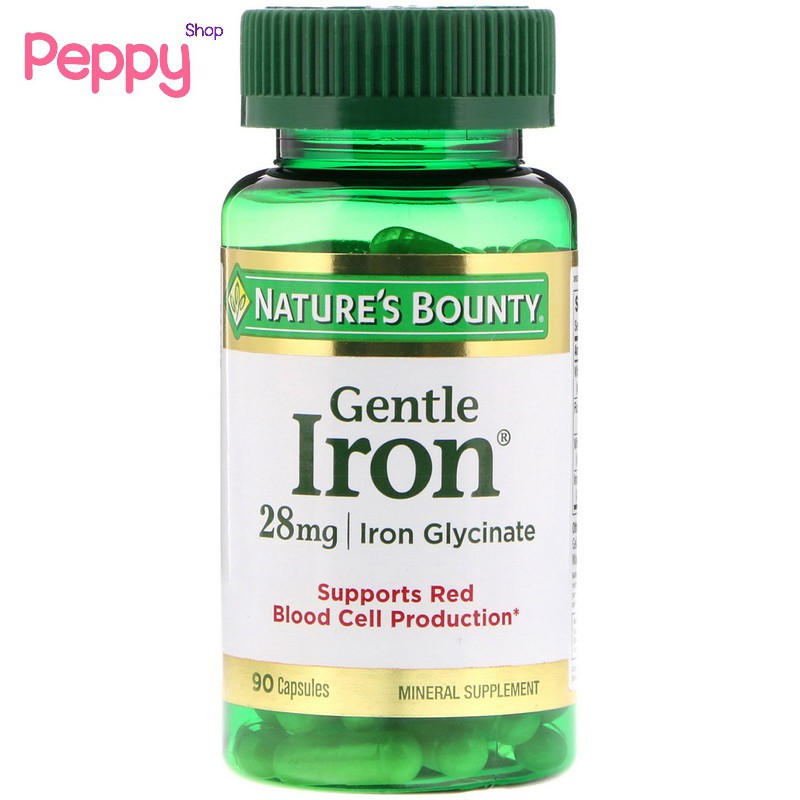 Nature's Bounty Gentle Iron 28 mg 90 Capsules วิตามินเสริมธาตุเหล็ก 28 มิลลิกรัม 90 แคปซูล