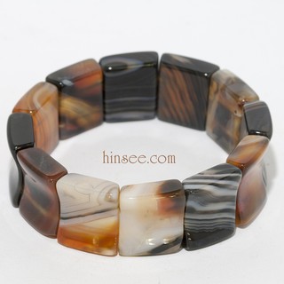 BA2955 กำไลอาเกต Agate หน้ากว้าง 22 มม วงใน 63 มม. ใส่ข้อมือ 58-60 มม