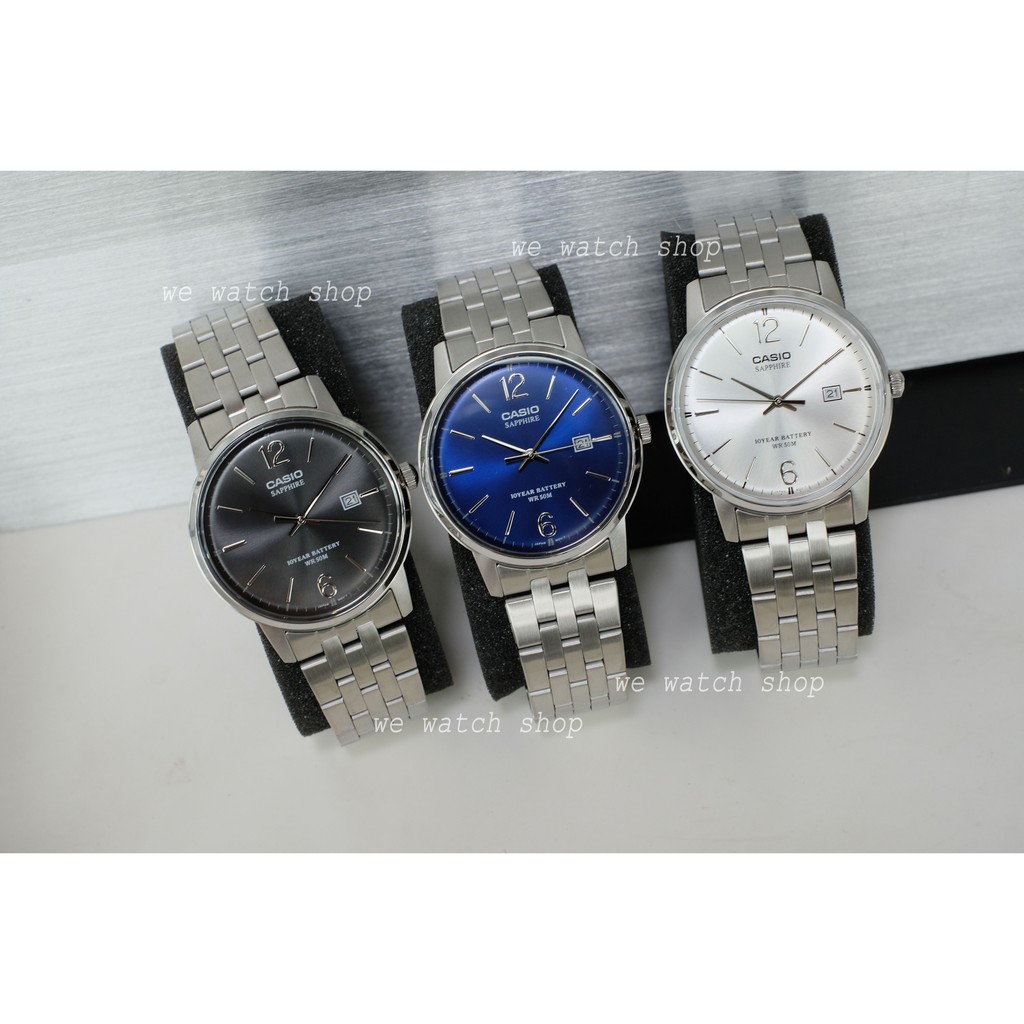 CASIO ของเเท้ CMG เครื่องศูนย์ รุ่น MTS-110D-1AVDF สีดำ MTS-110D-2AVDF  น้ำเงิน MTS-110D-7AVDF ขาว กระจกแซฟไฟร์ sapphire | Shopee Thailand