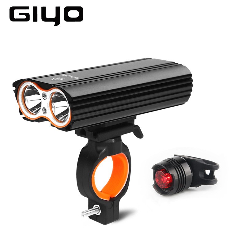 GIYO ไฟหน้าจักรยานสว่างสูง T6 x 2 LED 2400Lm Battery 18650 x 2 Aluminum alloy พร้อมไฟท้าย