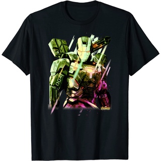 ROUND คอลูกเรือเสื้อยืด ผ้าฝ้าย พิมพ์ลาย Marvel Infinity War Abstract War สําหรับผู้ชาย-4XL