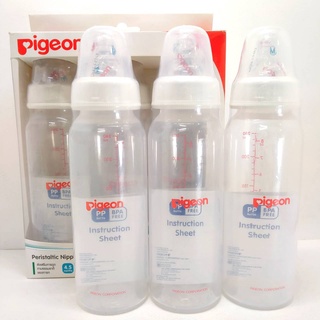 PIGEON พีเจ้น ขวดนม RPP สีขาวขุ่น ขนาด 8 ออนซ์ คอแคบ พร้อมจุกนมเสมือนนมแม่มินิ ไซส์ M  (แพ็ค 3 ขวด)