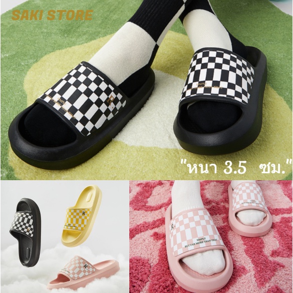 SALE👣👣👣(SH-1206) รองเท้าแตะแฟชั่นใหม่ ส้นหนาลายตาราง ยาง EVA👣เพื่อสุขภาพ