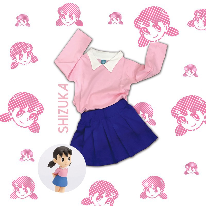 ชุดเด็ก ชิซูกะ เสื้อ+กระโปรง+แว่น โดราเอม่อน