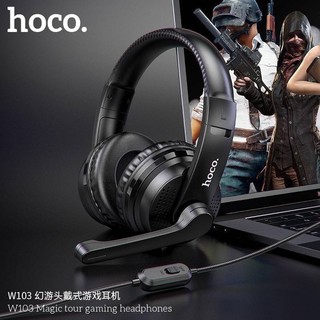 Hoco W103 Gaming Headphones  หูฟังครอบหู มีไมค์ ฟังเพลงได้ คุยโทรศัพท์ได้ สำหรับเล่นเกมส์หรือเรียนออนไลน์