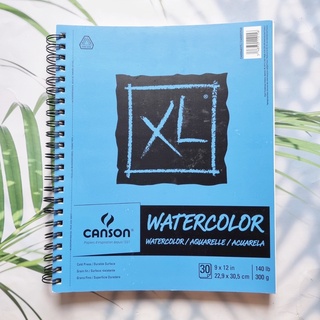 (Canson®) XL® Watercolor Cold Press Textured Paper 140 Pound, 30 Sheets แคนสัน สมุดวาดเขียน กระดาษกึ่งหยาบ สำหรับสีน้ำ