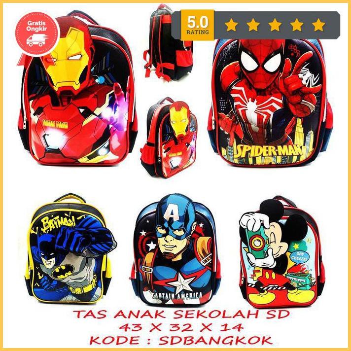 Bangkok Spider Ironman Mickey Spider Elementary School Backpack - Ironman Jntna8900