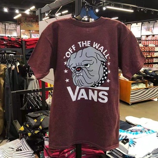 เสื้อยืดผ้าฝ้ายพิมพ์ลายVans เสื้อยืดคอกลมแขนสั้นลําลองเนื้อผ้าฝ้ายพิมพ์ลายสําหรับผู้ชาย