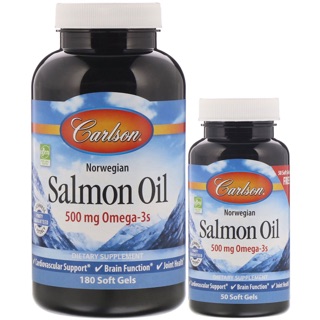 ✨pre order💫🇺🇸Carlson Labs, Norwegian Salmon Oil, 500 mg, 180 + 50 Free Soft Gels