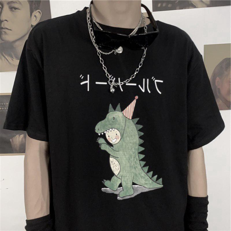 【hot sale】เสื้อยืด แขนสั้น คอกลม ลายการ์ตูน ทรงโอเวอร์ไซซ์ สไตล์เกาหลี สำหรับผู้ชาย