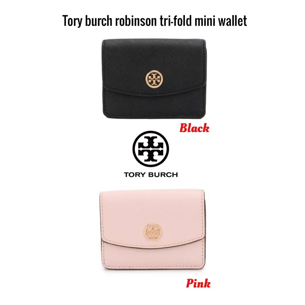 กระเป๋าสตางค์ กระเป๋าเงินสั้น ของแท้ Tory burch robinson tri-fold mini wallet