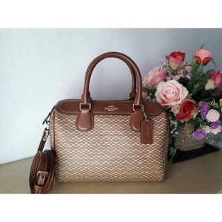 Coach F29669 Mini Bennett Satchel With Legacy Print Neutral/light Gold