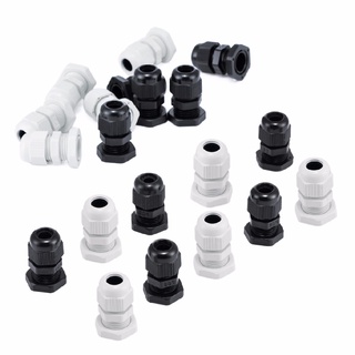 Baomy 10pcs New PG9 Black White Plastic Waterproof Cable Gland Connectors Joints 4-8mm