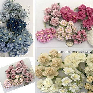 เซ็ท DIY รวม 50 ดอก รวมไซด์ และใบไม้ ดอกไม้กระดาษสา งานประดิษฐ์ งานแต่ง Mulberry Paper Flowers (Kit-คอทเทจ B)