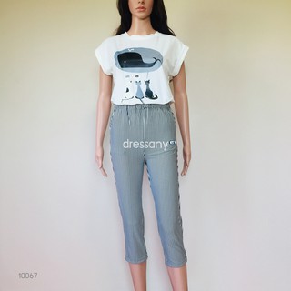 ชุดเซตกางเกง เสื้อสีขาว ผ้านิ่มเด้ง สกรีนลายแน่น ใส่ชิลล์