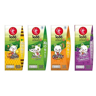 (แพ็ค 4 )Oishi Green Tea Drink โออิชิ กรีนที ผลิตภัณฑ์เครื่องดื่มชาเขียวยูเอชที 180 มล. มี 4 รสชาติ