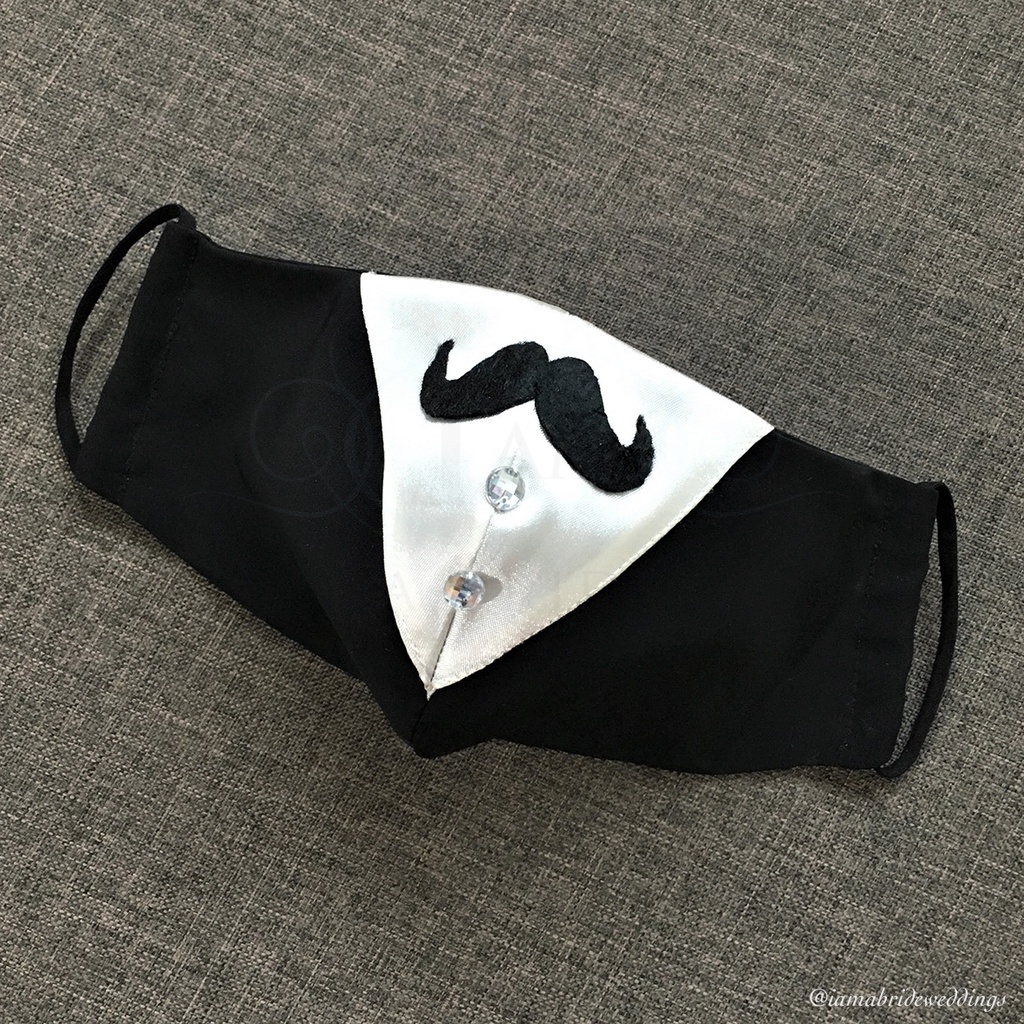 Groom Tuxedo Face Mask Wedding Couple Face Mask มาส์กหน้าผู้ชาย