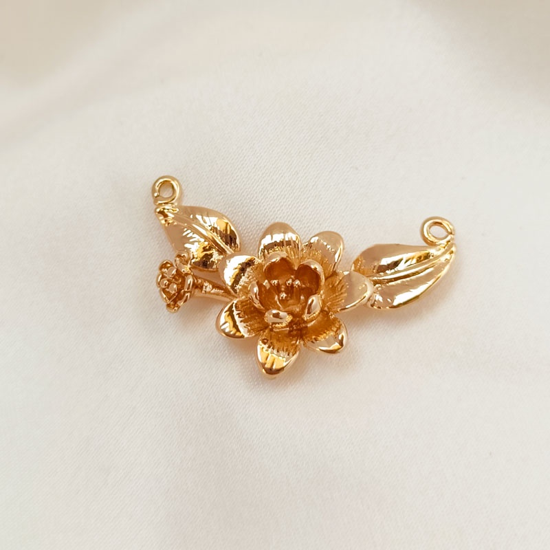 เครื่องประดับ สร้อยคอ สร้อยข้อมือ ชุบทอง 14K ลายดอกไม้ สามมิติ แฮนด์เมด DIY ราคา ถูกที่สุด ดีลบีเคเค แกลเลอรีภาพที่ 3