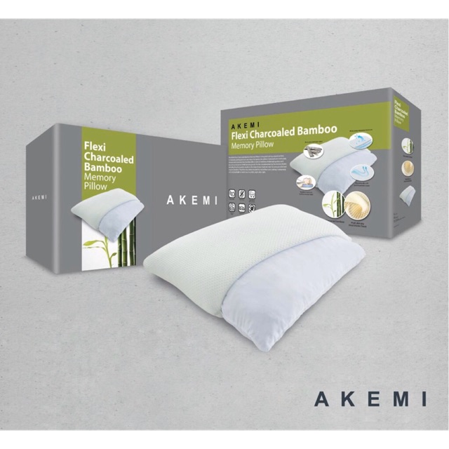 Akemi Flexi Charcoaled Bamboo Memory Pillow / AKEMI หมอนข้างที่จําเป็น / AKEMI หมอนข้างสําคัญ