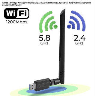 1200Mbps Wireless USB Wifi Adapter 600Mbpsค่าUSB LAN Ethernet 2.4G 5.8G Dual Bandการ์ดเครือข่ายUSB Wifi Dongle Blue