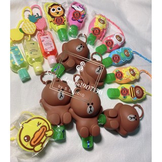 ลือกได้2ลาย Hand Set with cartoon sleeve พร้อมส่ง ขวดใส่เจล ใส่โลชั่น ขนาดพกพา มีสายคล้องกระเป๋า ลายการ์ตูนน่ารัก ขวดซิล