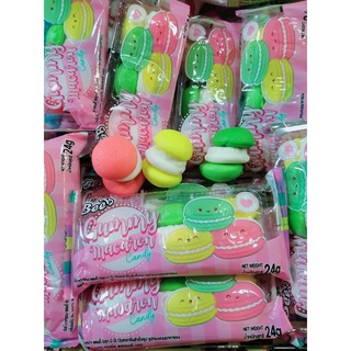 เจลลี่ มาการอง เหนียวหนึบ เปรี้ยวหวาน 1 แพ็ค มี 3 ชิ้น ราคา 10 บาท