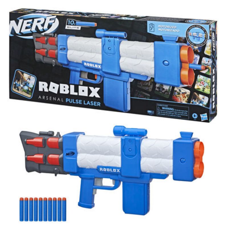 NERF Roblox Arsenal Pulse Laser Motorized Dart Gun Blaster 10-Dart Clip, Code to Unlock in-Game Virtual Item