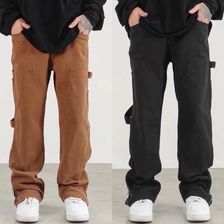 กางเกงผู้ชายทรงกระบอก double knee hamilton brown black rinse กางเกงy2k carhartt